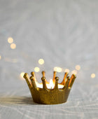 Two Golden Crown Tealight Holders - The Farthing