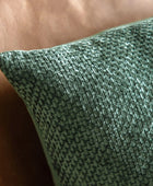 Two Green Chenille Weave Pattern Cushions - The Farthing