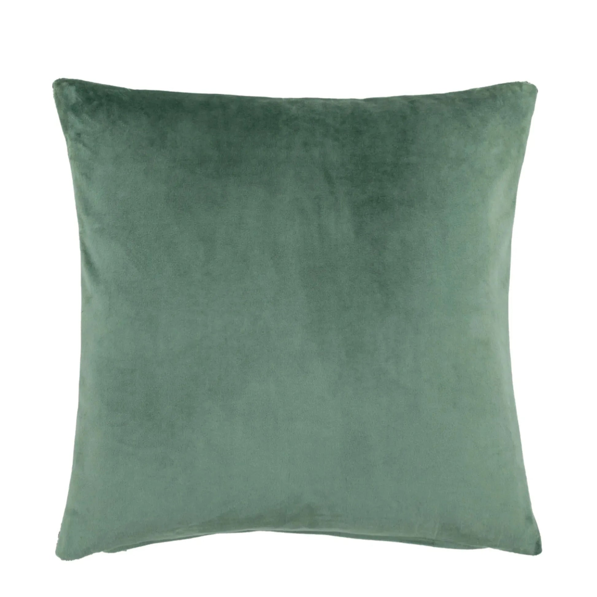 Two Green Chenille Weave Pattern Cushions - The Farthing