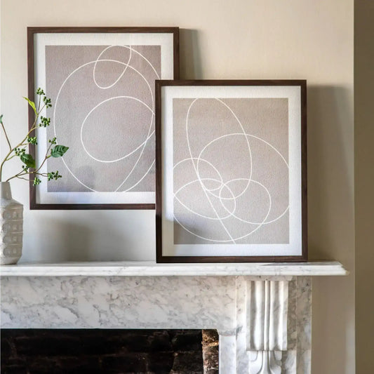 Two Neutral Circles Framed Print Set - The Farthing