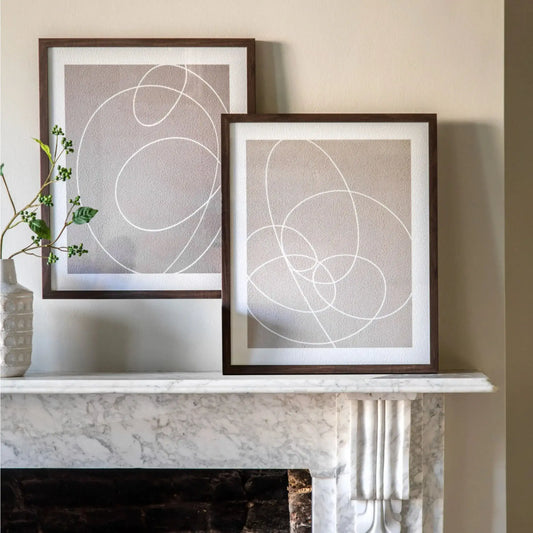 Two Neutral Circles Framed Print Set - The Farthing