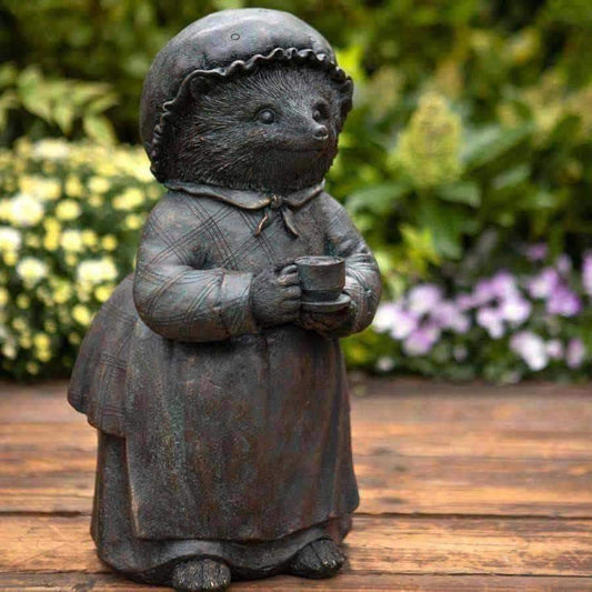 Verdigris Finish Mrs Hedgehog Garden Ornament - The Farthing