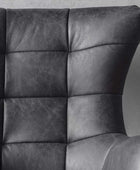 Vintage Black Leather Swivel Chair - The Farthing