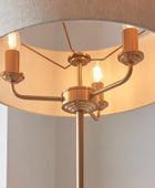 Vintage Brass Floor Lamp with Fabric Shade - The Farthing