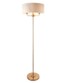 Vintage Brass Floor Lamp with Fabric Shade - The Farthing