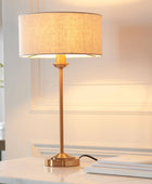 Vintage Brass Table Lamp with Fabric Shade - The Farthing