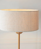 Vintage Brass Table Lamp with Fabric Shade - The Farthing