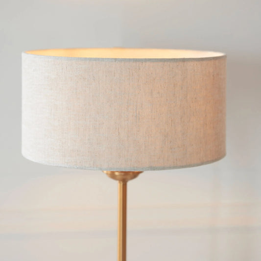 Vintage Brass Table Lamp with Fabric Shade - The Farthing