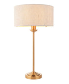 Vintage Brass Table Lamp with Fabric Shade - The Farthing