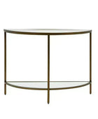 Vintage Bronze Metal and Glass Semi Circle Console Table - The Farthing