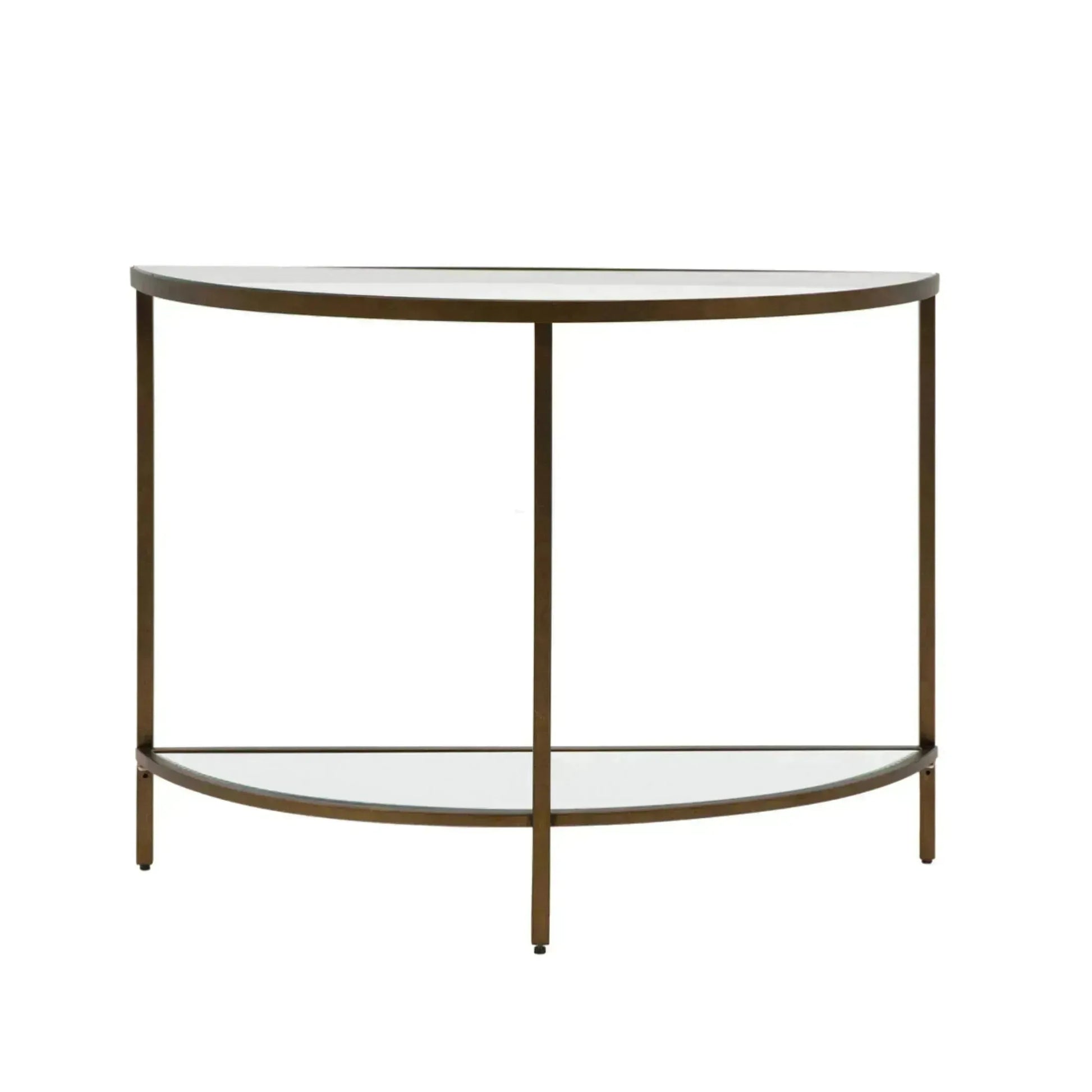 Vintage Bronze Metal and Glass Semi Circle Console Table - The Farthing