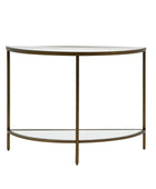Vintage Bronze Metal and Glass Semi Circle Console Table - The Farthing