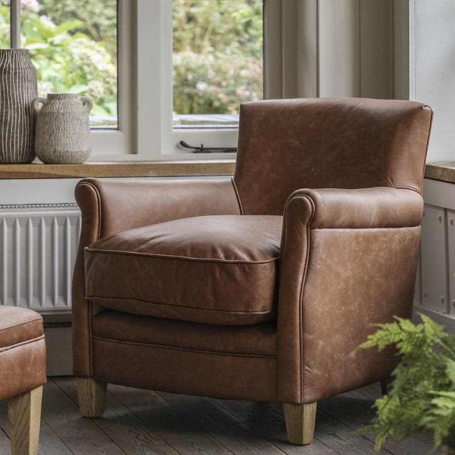 Vintage Brown Manor Leather Armchair - The Farthing
