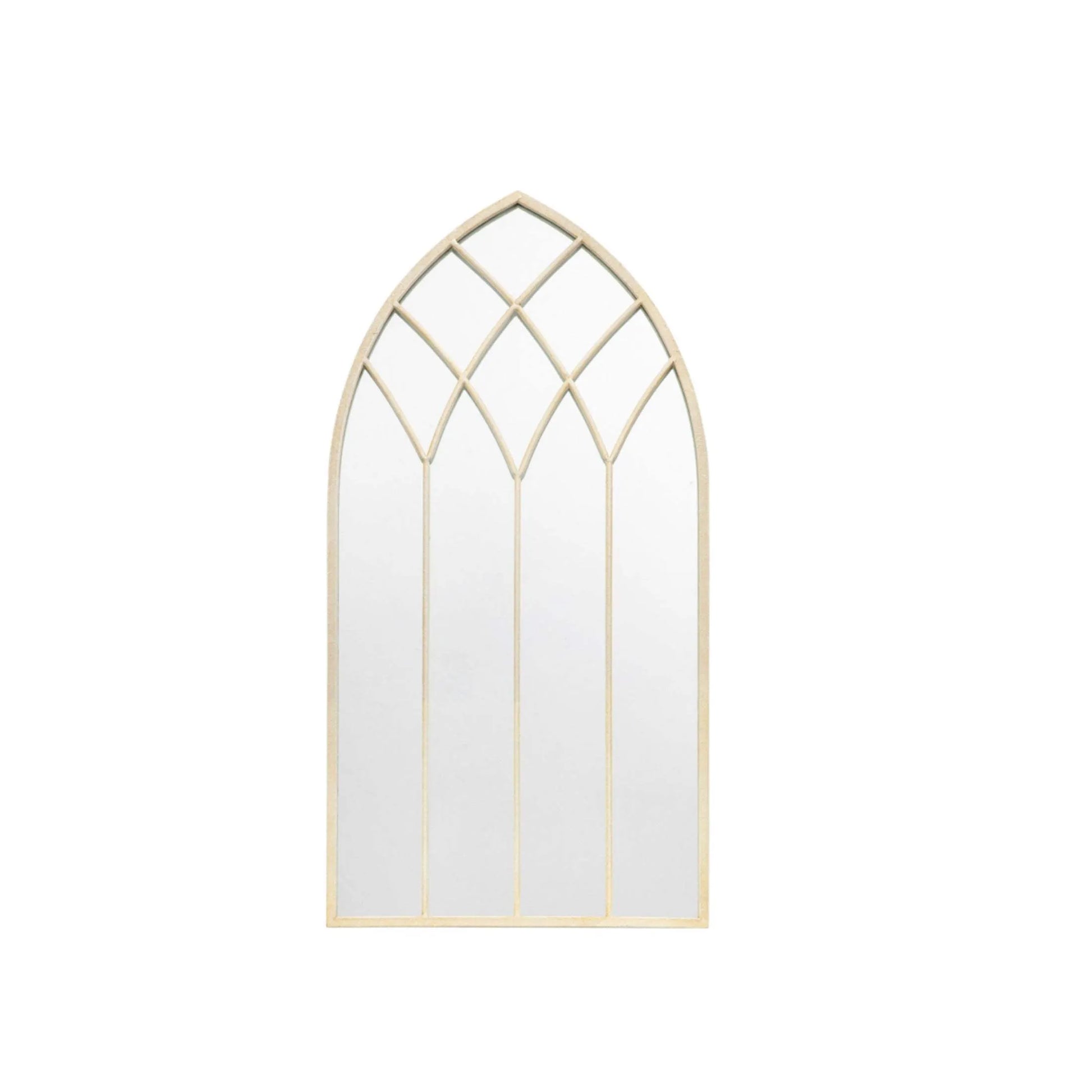 Vintage Cream Arched Metal Window Wall Mirror - The Farthing