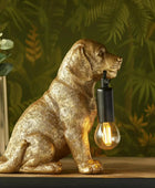 Vintage Gold Labrador Puppy Table Lamp - The Farthing