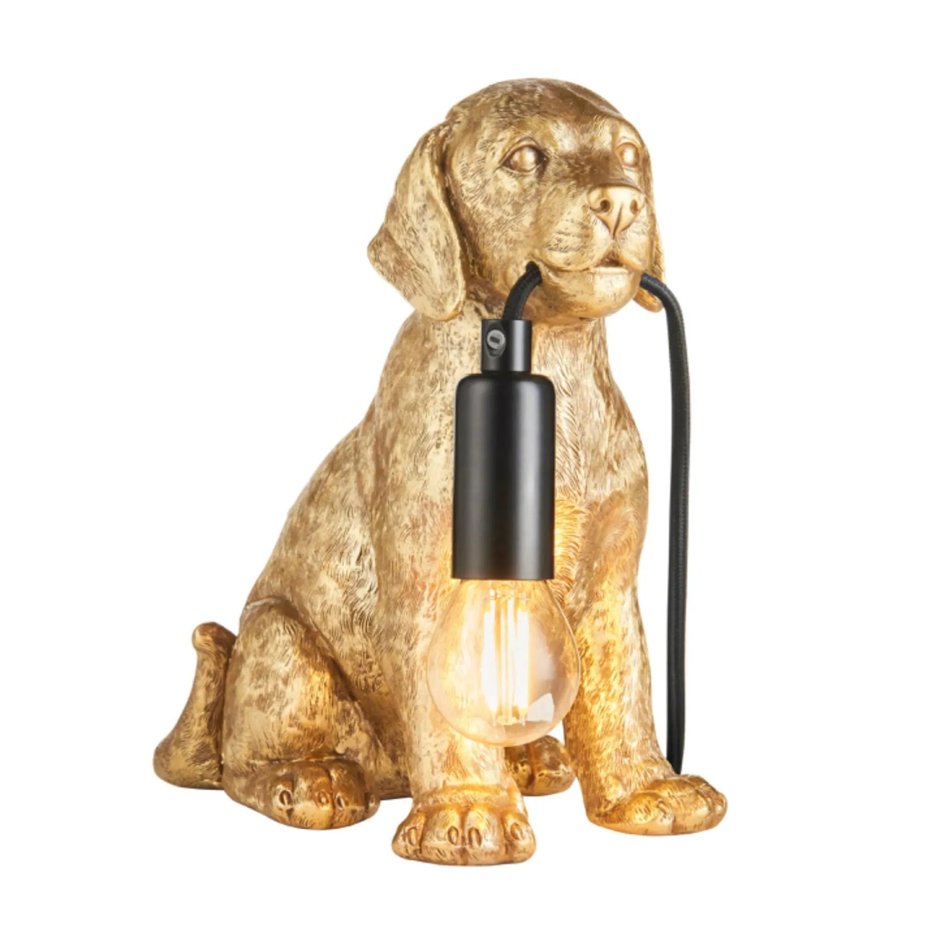 Vintage Gold Labrador Puppy Table Lamp - The Farthing