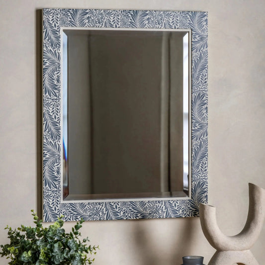 Vintage Navy Floral Edge Wall Mirror - The Farthing