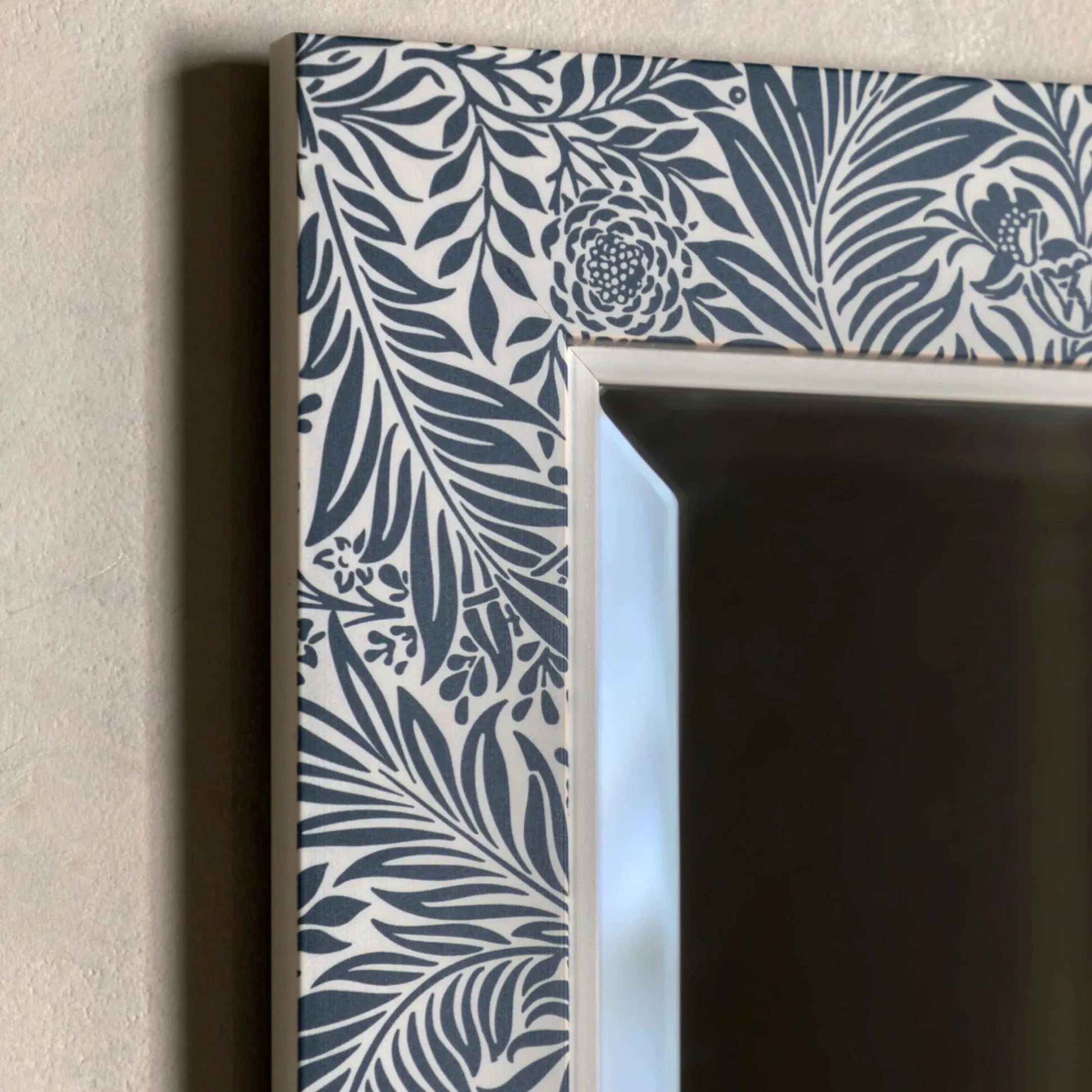 Vintage Navy Floral Edge Wall Mirror - The Farthing