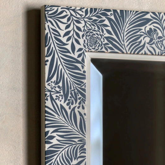 Vintage Navy Floral Edge Wall Mirror - The Farthing