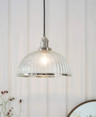 Vintage Style Ribbed Glass Pendant Light - The Farthing