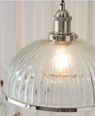 Vintage Style Ribbed Glass Pendant Light - The Farthing