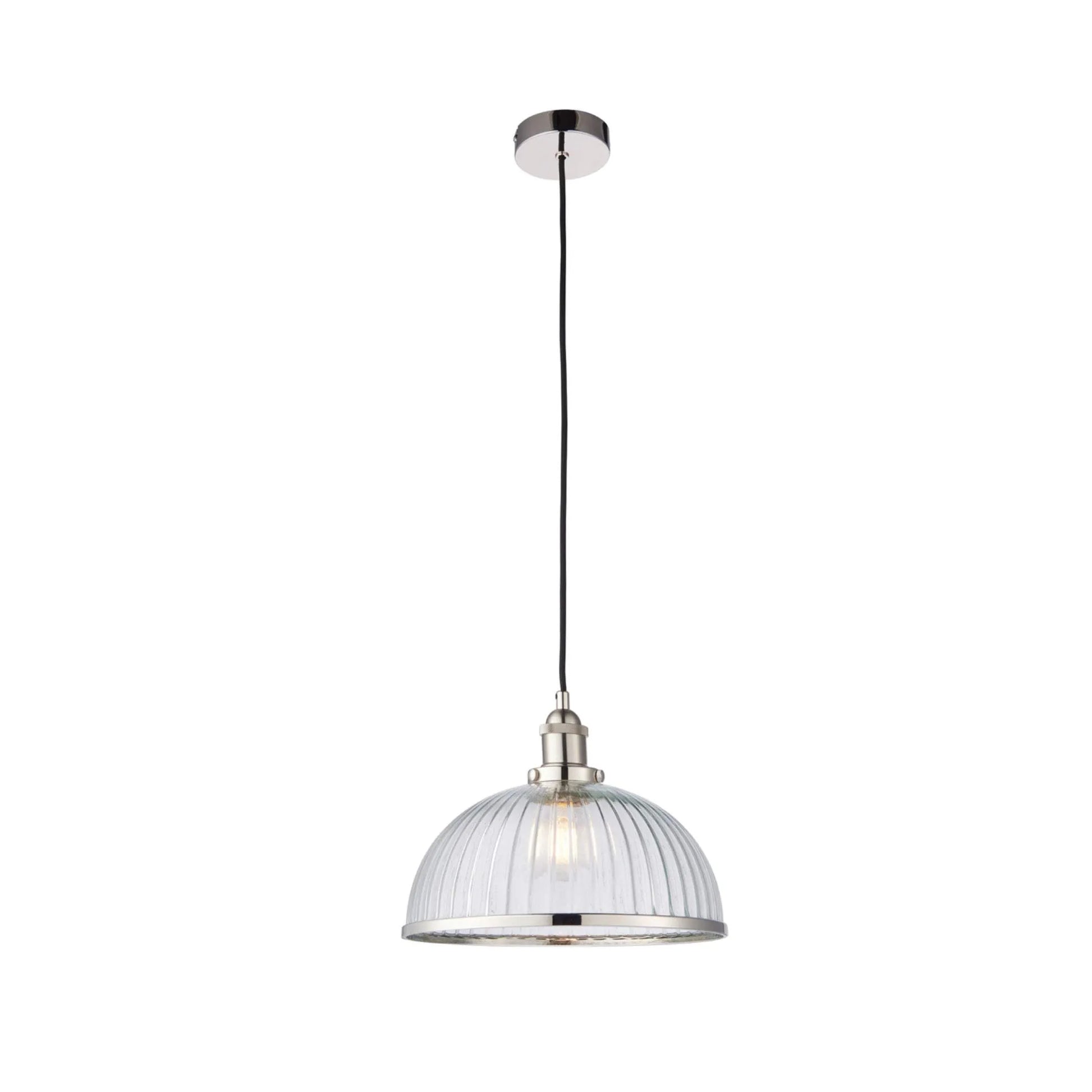 Vintage Style Ribbed Glass Pendant Light - The Farthing