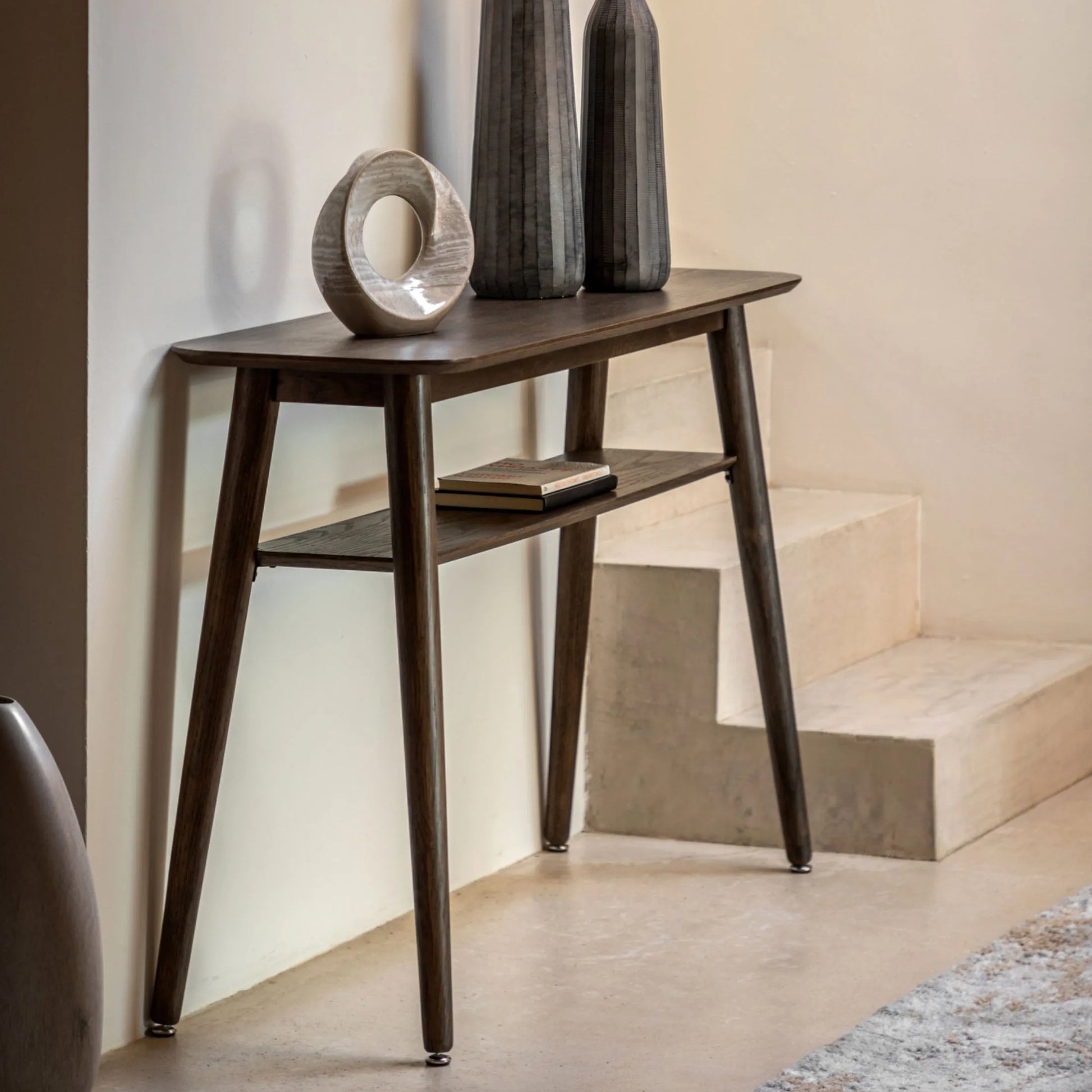 Visby Dark Stained Oak Console Table - The Farthing