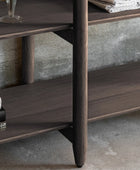 Visby Dark Stained Oak Open Display Wide Shelving Unit - The Farthing