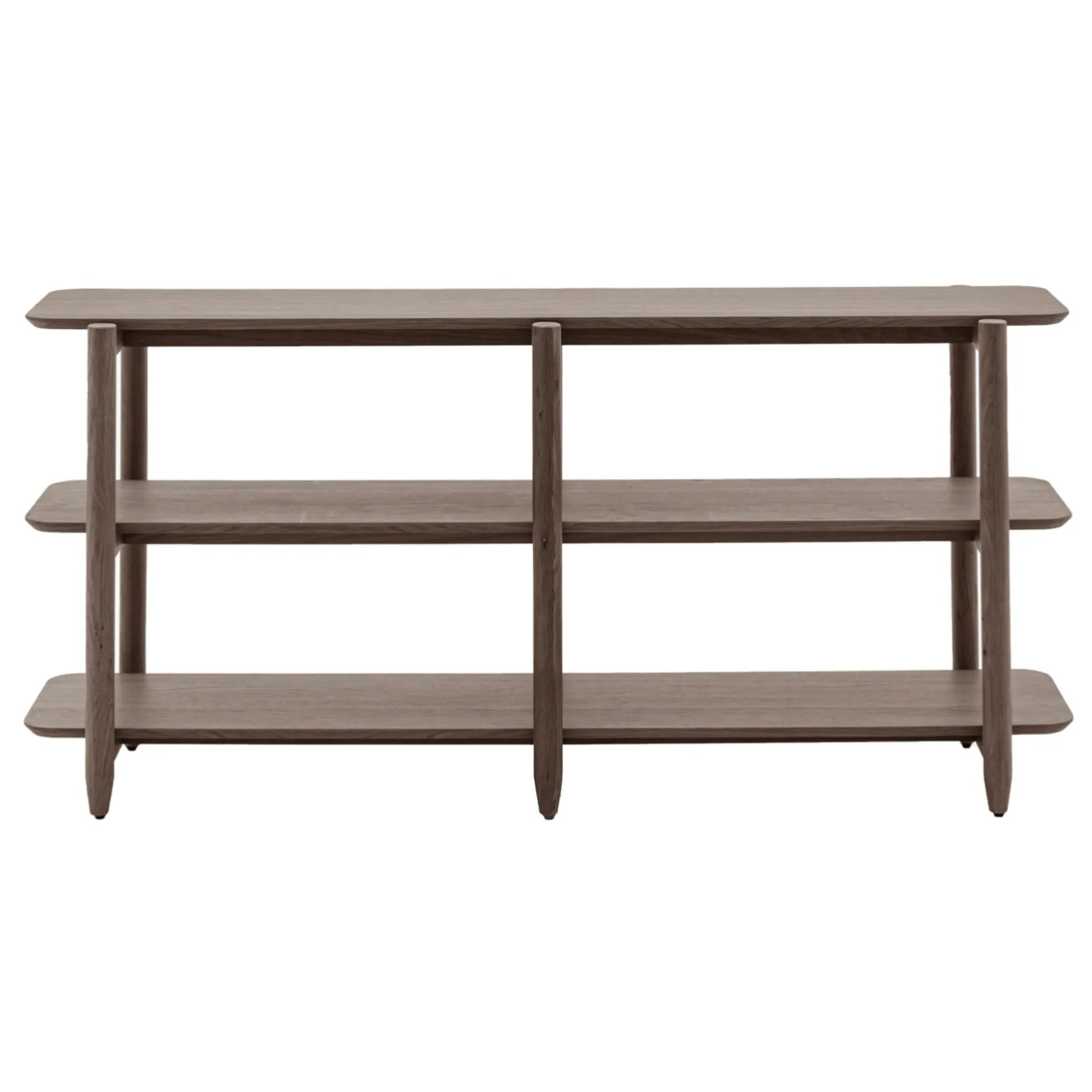 Visby Dark Stained Oak Open Display Wide Shelving Unit - The Farthing