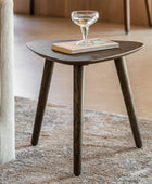 Visby Dark Stained Oak Triangular Side Table - The Farthing