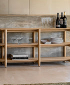 Visby Oak Open Display Wide Shelving Unit - The Farthing