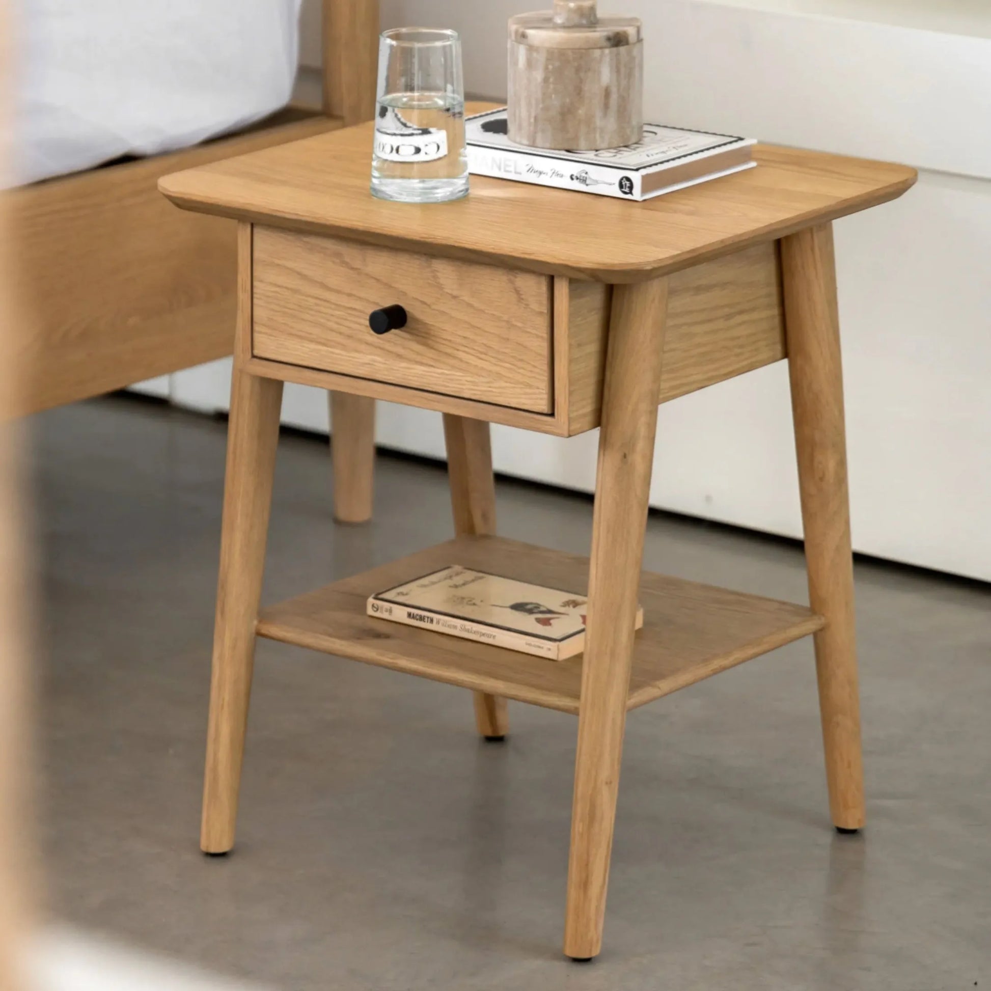 Visby Oak Side Table with Single Drawer - The Farthing