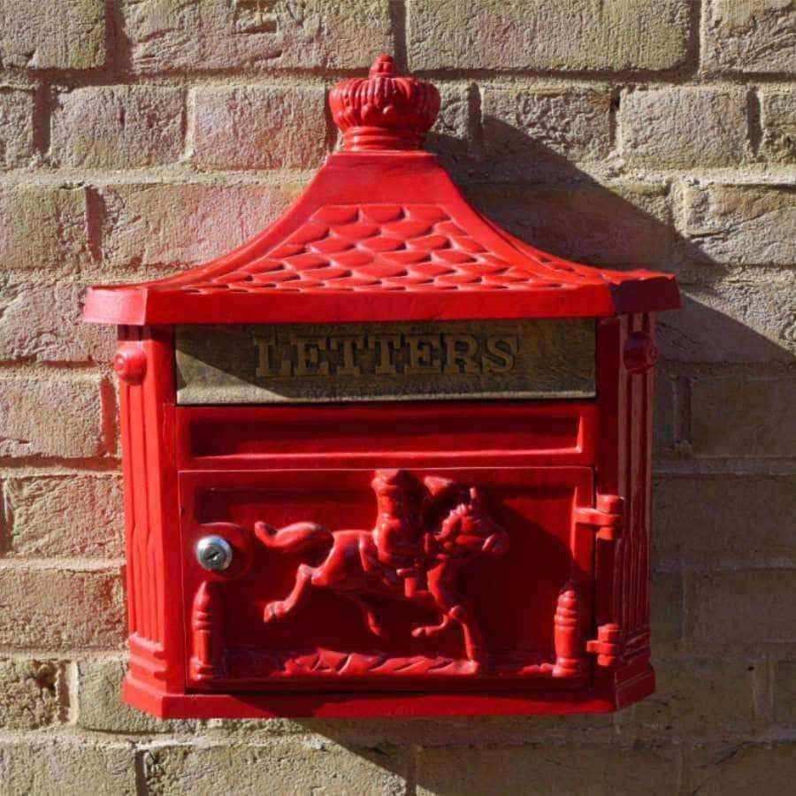 Wall Mounted Red Aluminium Horse Post Box - The Farthing