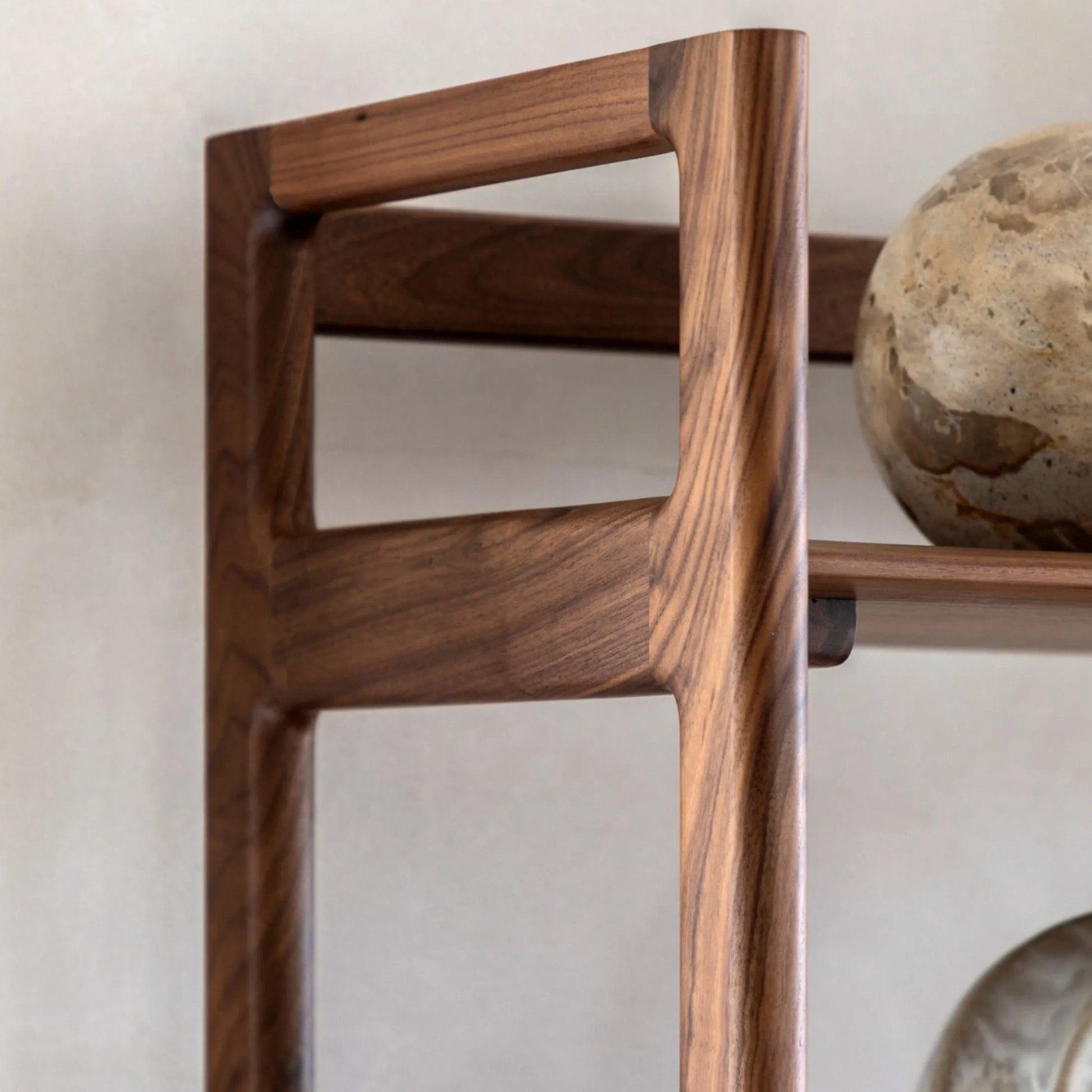 Walnut Open Display Shelf Unit with Cupboard - The Farthing