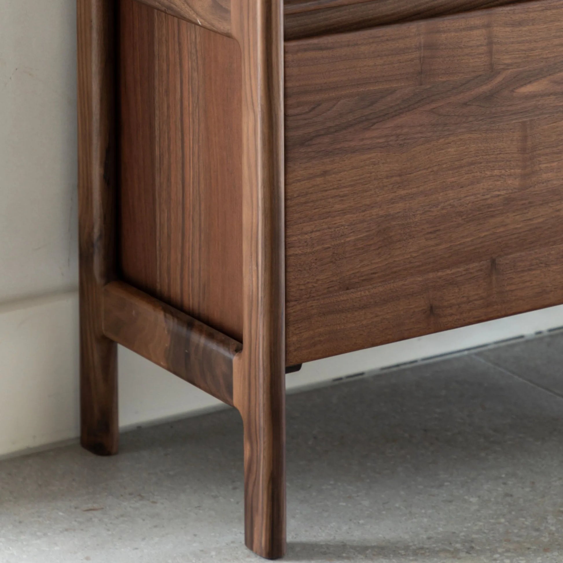 Walnut Open Display Shelf Unit with Cupboard - The Farthing