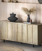 Weathered Oak Panel 4 Door Sideboard - The Farthing