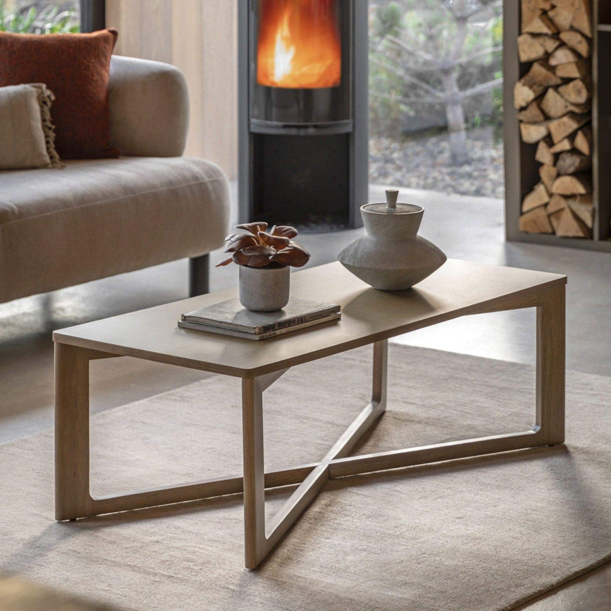 Weathered Oak Panel Rectangular Coffee Table - The Farthing