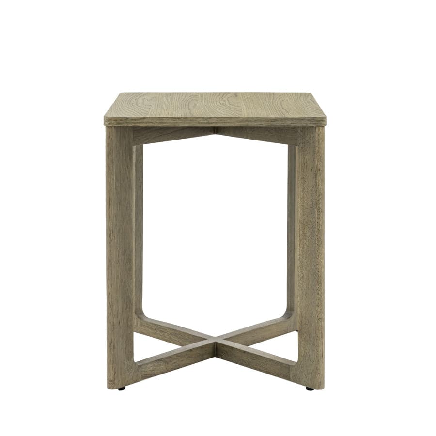 Weathered Oak Panel Square Side Table - The Farthing