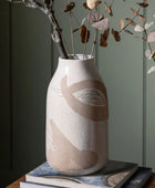 White & Brown Crackle Glaze Stoneware Vase - The Farthing