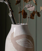 White & Brown Crackle Glaze Stoneware Vase - The Farthing