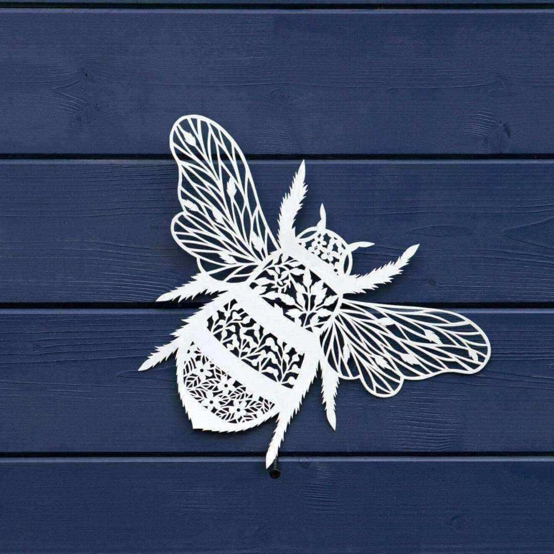 White Bumble Bee Metal Garden Wall Art - The Farthing