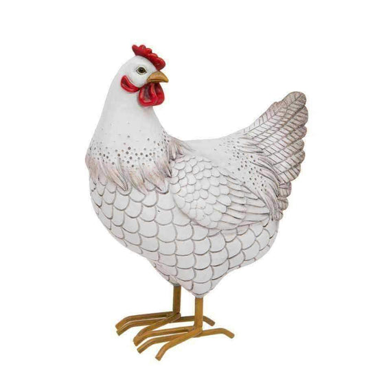 White Decorative Hen Figure Ornament - The Farthing