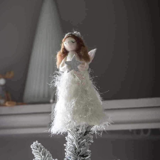 White Felt Fairy Christmas Tree Topper - The Farthing