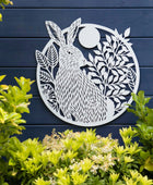 White rabbit Moon Metal Garden Wall Art - The Farthing