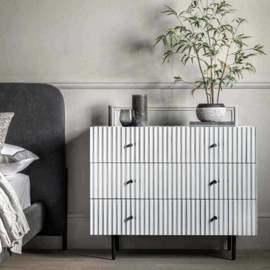 White Scalloped Front 3 Drawer Chest Of Drawers - The Farthing