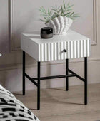 White Scalloped Front Side Table with Single Drawer - The Farthing