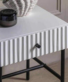 White Scalloped Front Side Table with Single Drawer - The Farthing