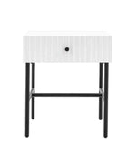 White Scalloped Front Side Table with Single Drawer - The Farthing