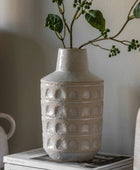 White Textured Finish Inca Vase - The Farthing
