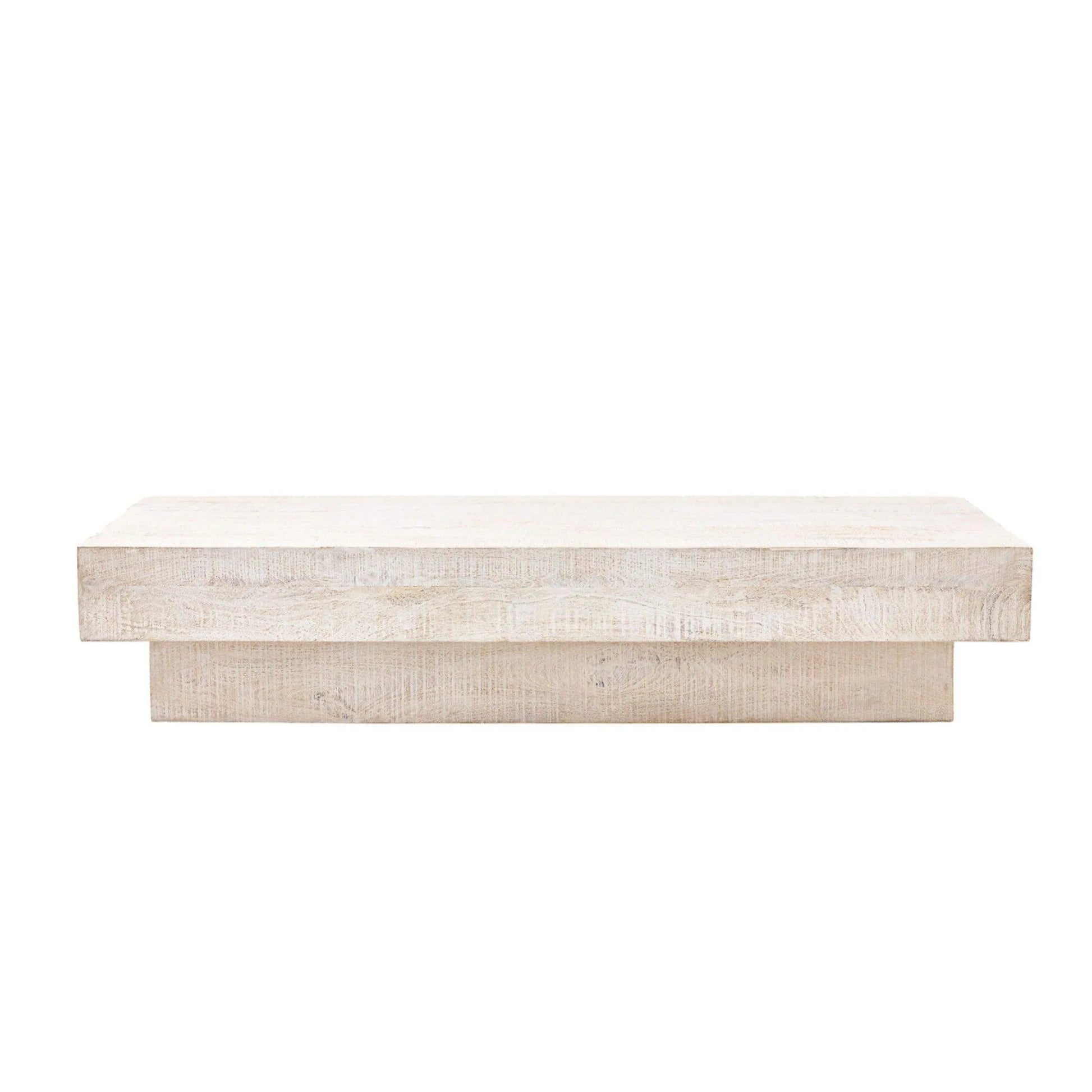 Whitewash Chunky Rustic Mango Wood Coffee Table - The Farthing